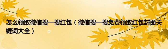 怎么领取微信搜一搜红包(微信搜一搜免费领取红包封面关键词大全)