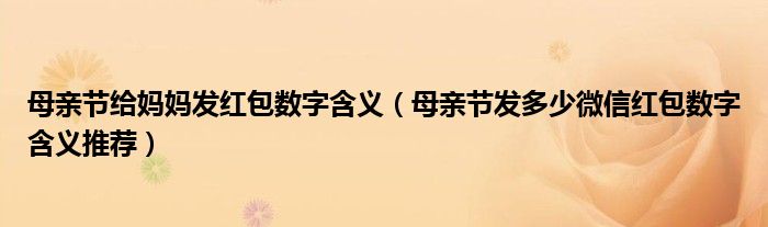 母亲节给妈妈发红包数字含义(母亲节发多少微信红包数字含义推荐)