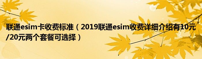 联通esim卡收费标准(2019联通esim收费详细介绍有10元/20元两个套餐可选择)