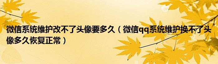 微信系统维护改不了头像要多久(微信qq系统维护换不了头像多久恢复正常)