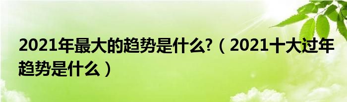 2021年最大的趋势是什么?(2021十大过年趋势是什么)
