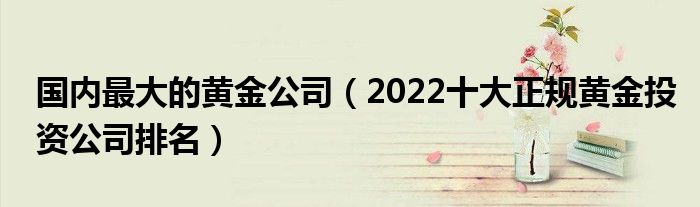 国内最大的黄金公司(2022十大正规黄金投资公司排名)