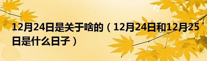 12月24日是关于啥的(12月24日和12月25日是什么日子)