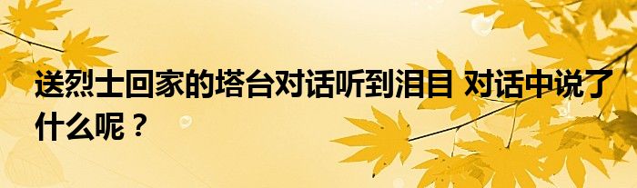 送烈士回家的塔台对话听到泪目 对话中说了什么呢?
