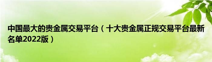 中国最大的贵金属交易平台(十大贵金属正规交易平台最新名单2022版)