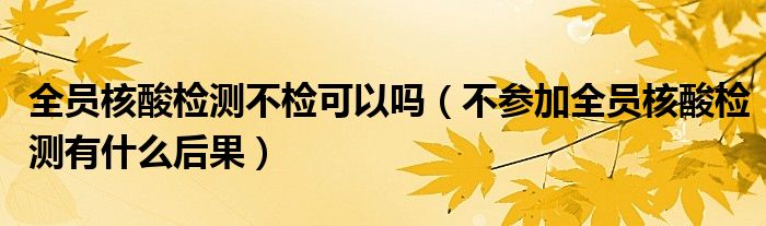 全员核酸检测不检可以吗(不参加全员核酸检测有什么后果)