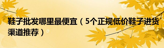 鞋子批发哪里最便宜(5个正规低价鞋子进货渠道推荐)