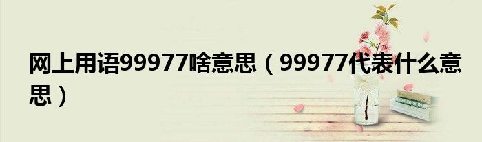 网上用语99977啥意思(99977代表什么意思)