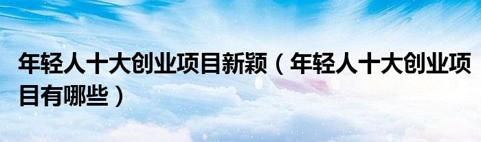 年轻人十大创业项目新颖(年轻人十大创业项目有哪些)