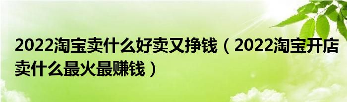 2022淘宝卖什么好卖又挣钱(2022淘宝开店卖什么最火最赚钱)