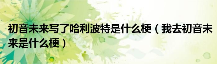 初音未来写了哈利波特是什么梗(我去初音未来是什么梗)