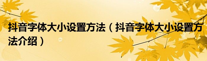 抖音字体大小设置方法(抖音字体大小设置方法介绍)