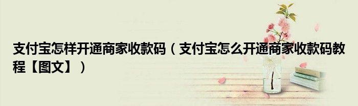 支付宝怎样开通商家收款码(支付宝怎么开通商家收款码教程【图文】)