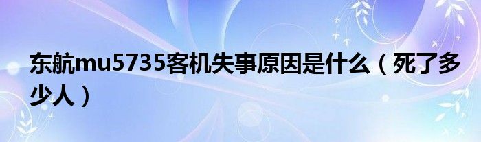 东航mu5735客机失事原因是什么(死了多少人)