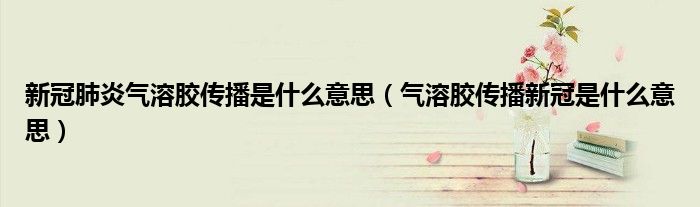 新冠肺炎气溶胶传播是什么意思(气溶胶传播新冠是什么意思)