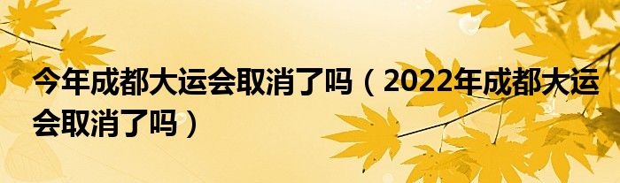 今年成都大运会取消了吗(2022年成都大运会取消了吗)