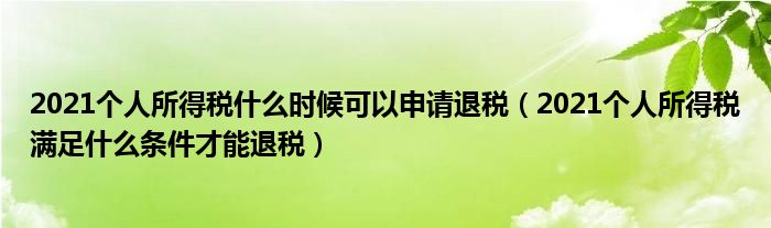 2021个人所得税什么时候可以申请退税(2021个人所得税满足什么条件才能退税)