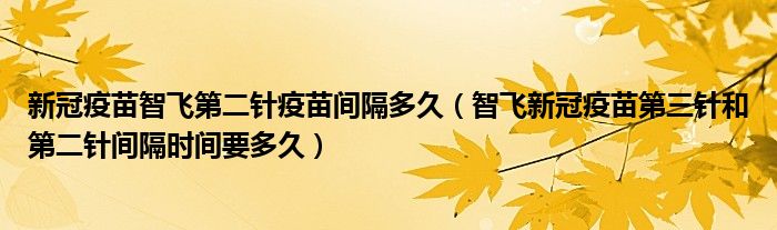 新冠疫苗智飞第二针疫苗间隔多久(智飞新冠疫苗第三针和第二针间隔时间要多久)
