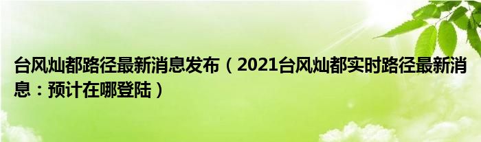 台风灿都路径最新消息发布(2021台风灿都实时路径最新消息:预计在哪登陆)