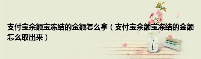 支付宝余额宝冻结的金额怎么拿(支付宝余额宝冻结的金额怎么取出来)