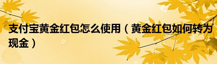 支付宝黄金红包怎么使用(黄金红包如何转为现金)