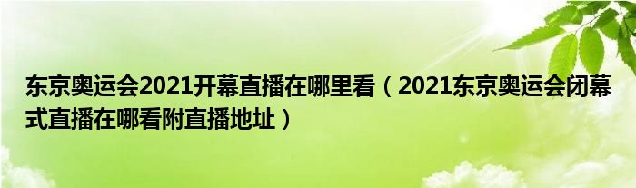 东京奥运会2021开幕直播在哪里看(2021东京奥运会闭幕式直播在哪看附直播地址)