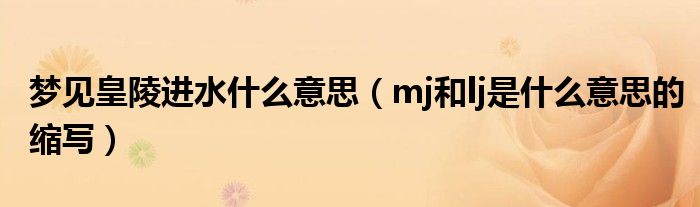 梦见皇陵进水什么意思(mj和lj是什么意思的缩写)