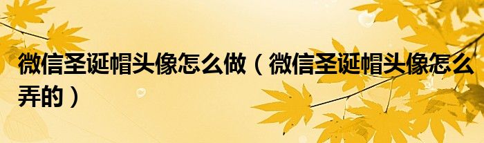 微信圣诞帽头像怎么做(微信圣诞帽头像怎么弄的)