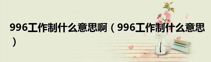 996工作制什么意思啊(996工作制什么意思)