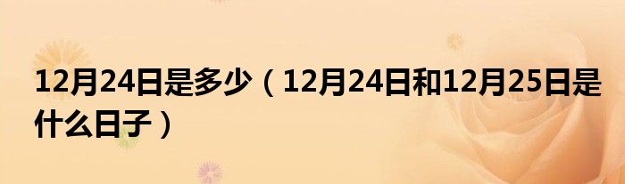12月24日是多少(12月24日和12月25日是什么日子)