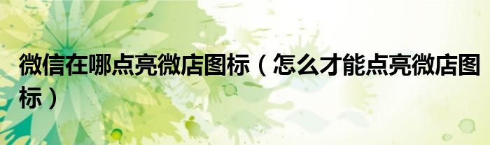 微信在哪点亮微店图标(怎么才能点亮微店图标)