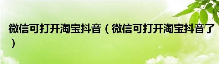 微信可打开淘宝抖音(微信可打开淘宝抖音了)