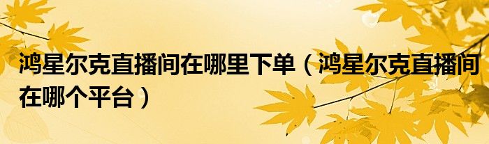 鸿星尔克直播间在哪里下单(鸿星尔克直播间在哪个平台)