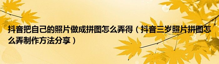 抖音把自己的照片做成拼图怎么弄得(抖音三岁照片拼图怎么弄制作方法分享)