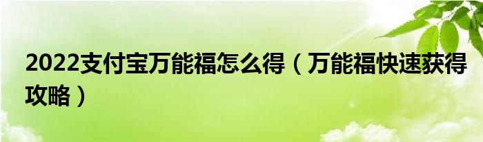 2022支付宝万能福怎么得（万能福快速获得攻略）