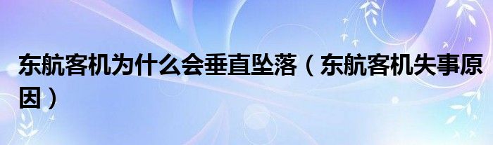 东航客机为什么会垂直坠落(东航客机失事原因)