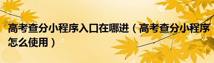高考查分小程序入口在哪进(高考查分小程序怎么使用)