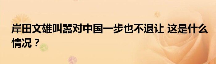 岸田文雄叫嚣对中国一步也不退让 这是什么情况?