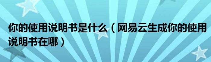 你的使用说明书是什么(网易云生成你的使用说明书在哪)