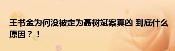 王书金为何没被定为聂树斌案真凶 到底什么原因?!
