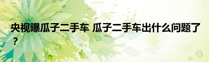 央视曝瓜子二手车 瓜子二手车出什么问题了?
