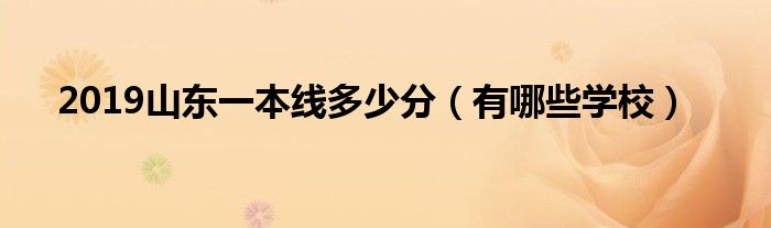 2019山东一本线多少分(有哪些学校)