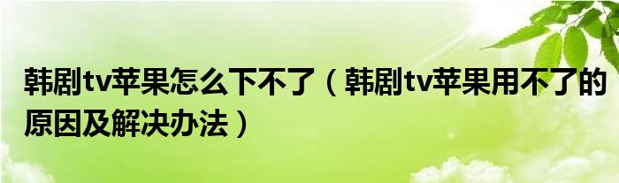 韩剧tv苹果怎么下不了(韩剧tv苹果用不了的原因及解决办法)
