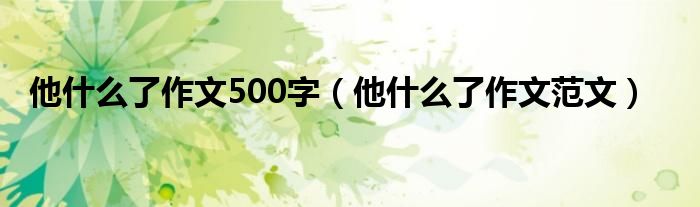 他什么了作文500字(他什么了作文范文)