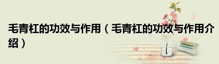 毛青杠的功效与作用(毛青杠的功效与作用介绍)