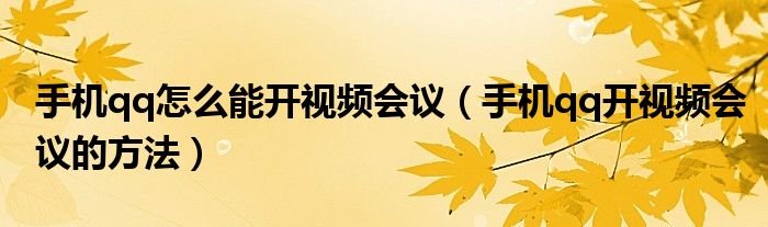 手机qq怎么能开视频会议(手机qq开视频会议的方法)