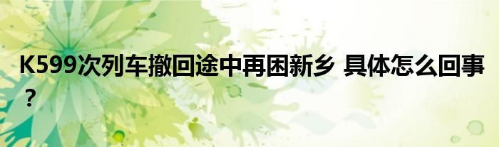K599次列车撤回途中再困新乡 具体怎么回事?