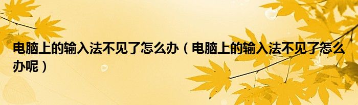 电脑上的输入法不见了怎么办(电脑上的输入法不见了怎么办呢)