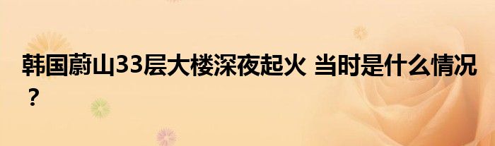 韩国蔚山33层大楼深夜起火 当时是什么情况?