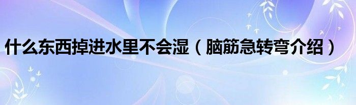 什么东西掉进水里不会湿(脑筋急转弯介绍)